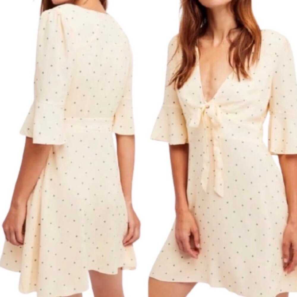 Free People All Yours polka dot baby doll dress in cream (NWOT)